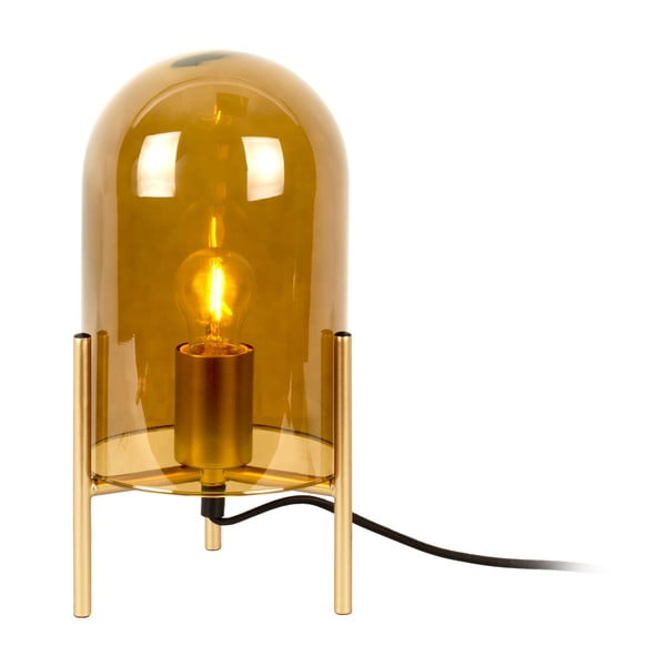 Gorčično rumena steklena namizna svetilka Leitmotiv Bell, višina 30 cm
