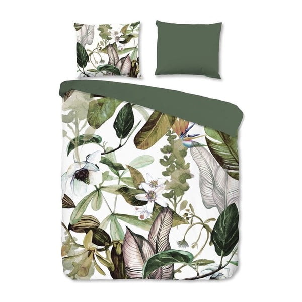 Flanelna posteljnina za zakonsko posteljo Good Morning Flora, 200 x 220 cm