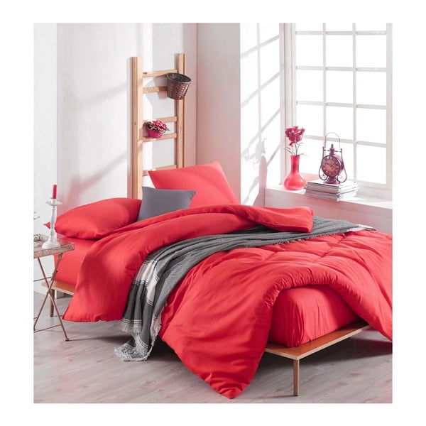 Rdeča posteljnina z rjuho Basso Rojo, 200 x 220 cm