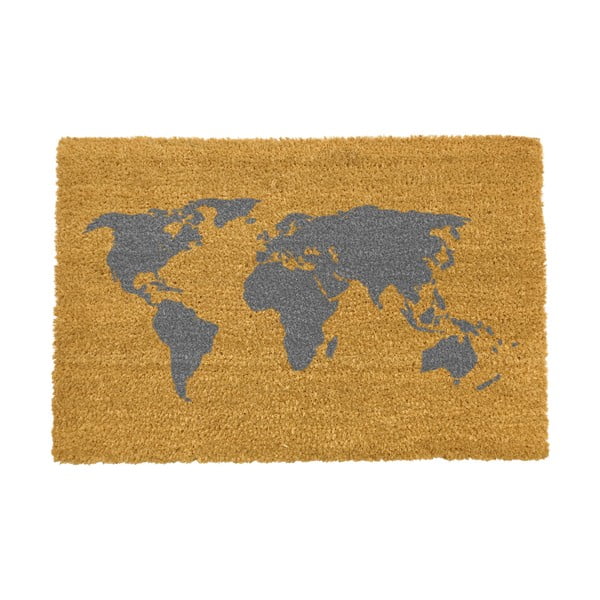 Predpražnik iz naravnih kokosovih vlaken Artsy Doormats World Map, 40 x 60 cm
