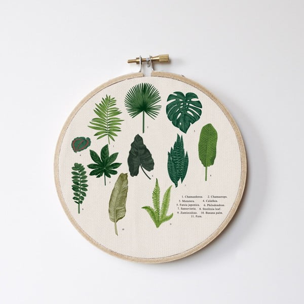 Stenska dekoracija Surdic Stitch Hoop Leafes Index, ⌀ 27 cm