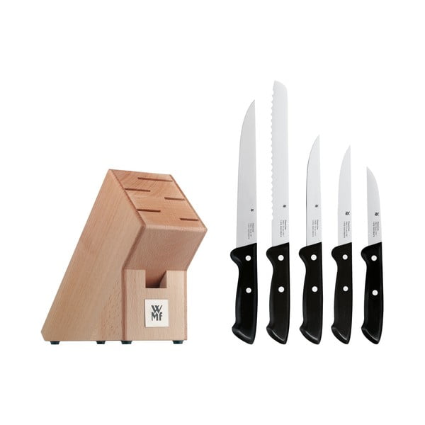 Komplet 5 nožev s kuhinjskim blokom iz nerjavečega jekla WMF Cromargan® Classic Line