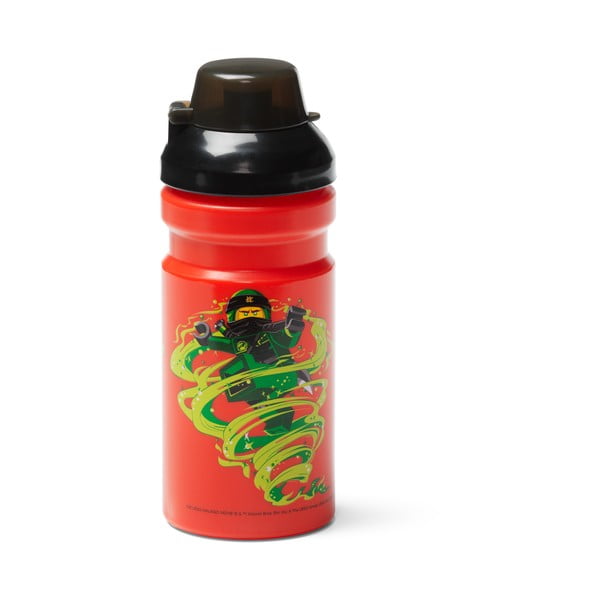 Rdeča steklenička za vodo s črnim pokrovom LEGO® Ninjago, 390 ml