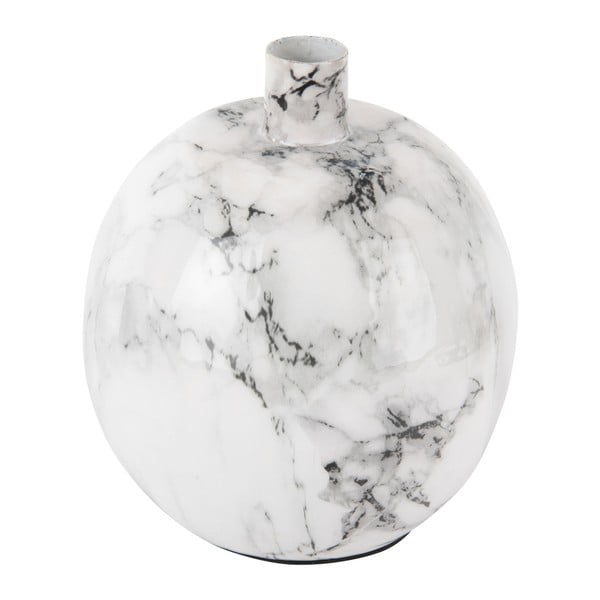 Črno-bel železen svečnik PT LIVING Marble, višina 15 cm