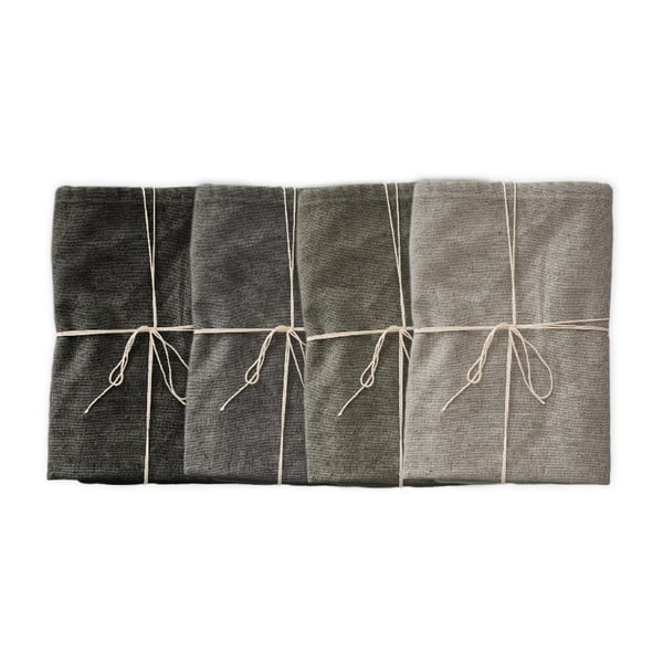 Komplet 4 prtičkov z mešanico lanu Linen Couture Cool Grey, 43 x 43 cm
