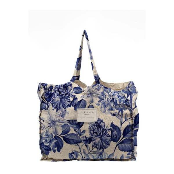 Lanena vreča Linen Couture Blue Flowers, širina 50 cm