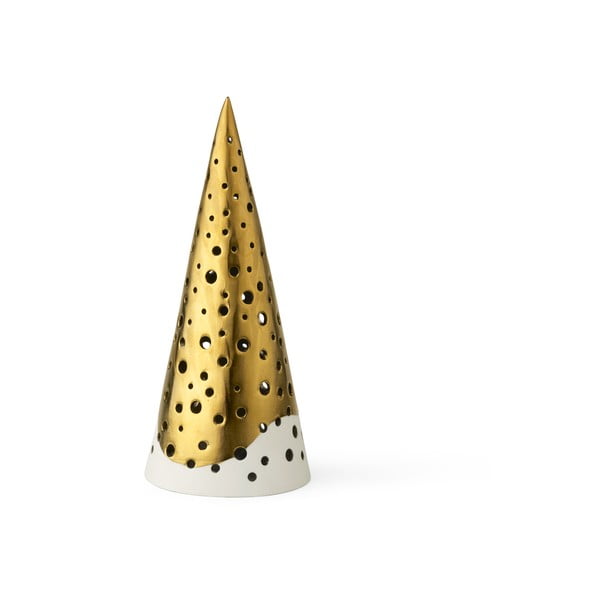 Porcelanasti svečnik v zlati barvi Kähler Design Nobili, višina 19 cm