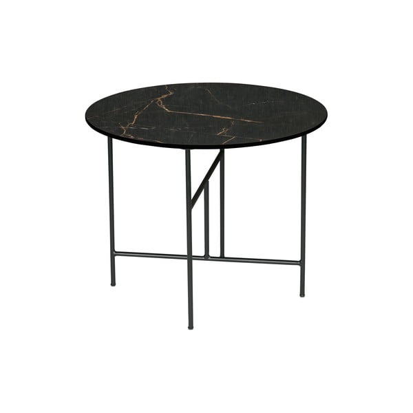 Črna kavna mizica s porcelanasto ploščo WOOOD Vida, ⌀ 60 cm