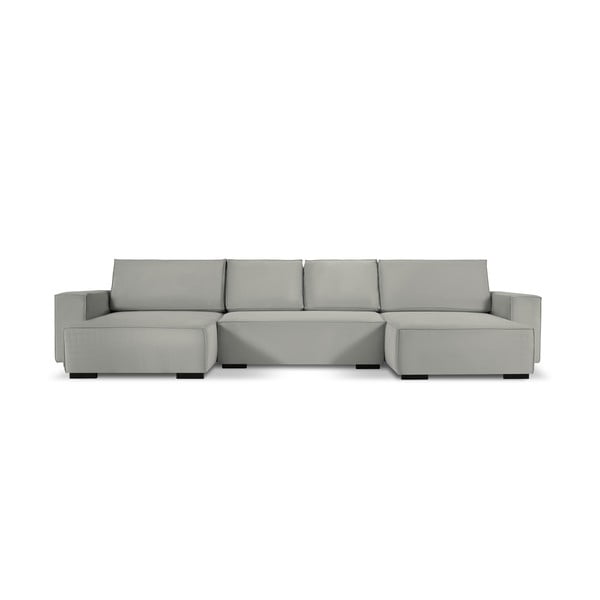 Svetlo siva raztegljiva sedežna garnitura v U obliki Mazzini Sofas Azalea