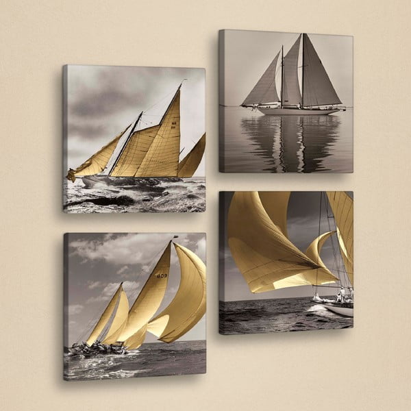 Dekorativna večdelna slika Boats, 33 x 33 cm