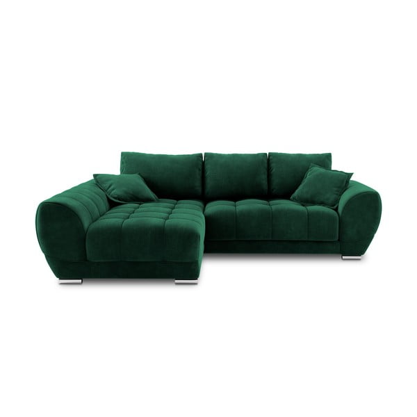 Zelena aztegljiva sedežna garnitura z žametnim oblazinjenjem Windsor & Co Sofas Nuage , levi kot