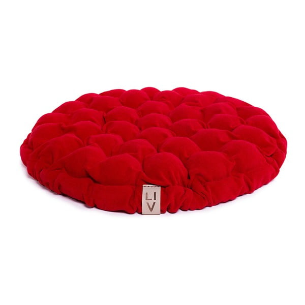 Rdeča sedežna blazina z masažnimi kroglicami Linda Vrňáková Bloom, Ø 65 cm