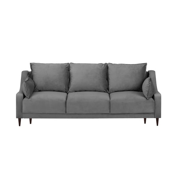 Siva žametna raztegljiva sedežna garnitura s prostorom za shranjevanje Mazzini Sofas Freesia, 215 cm