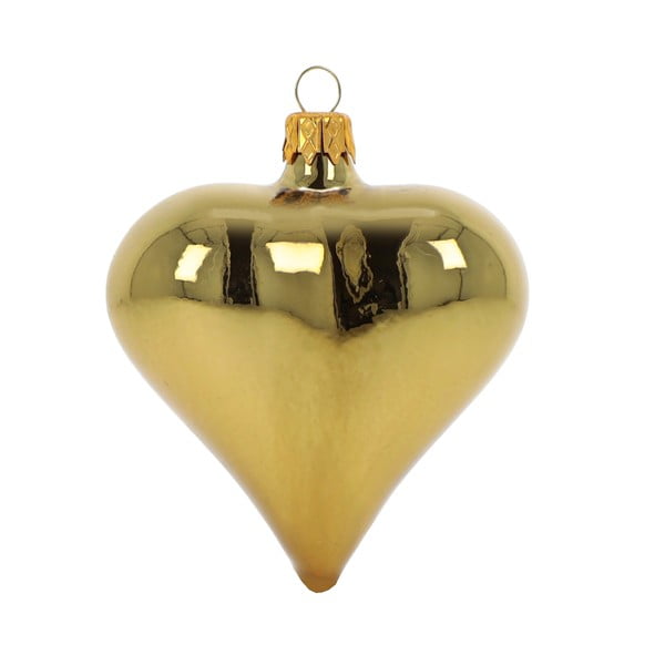 Set 3 steklenih božičnih okraskov v obliki srca v zlati barvi Ego Dekor