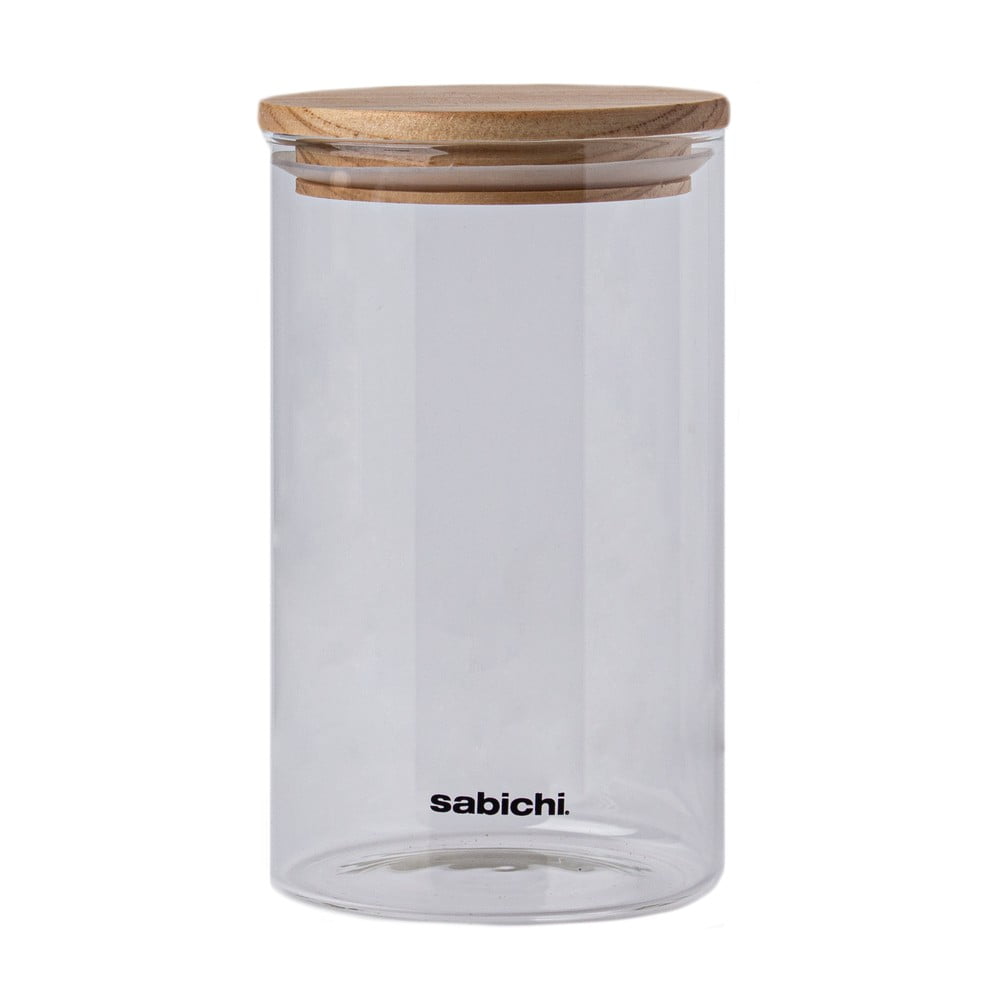 Steklen kozarec za hrano z lesenim pokrovom Sabichi, 1,2 l