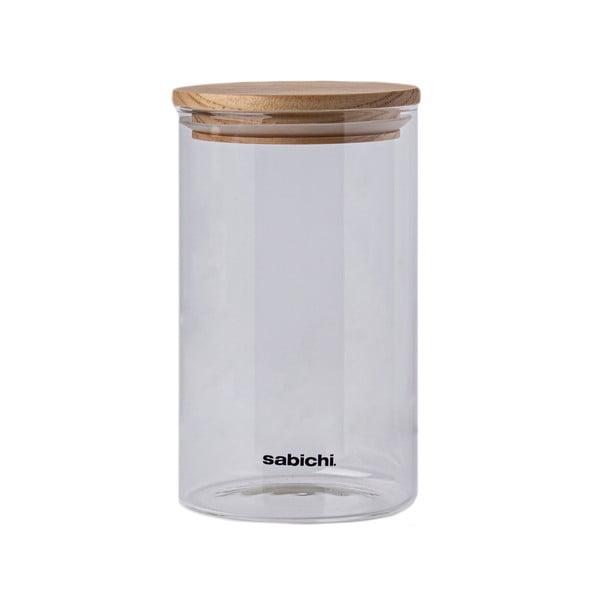 Steklen kozarec za hrano z lesenim pokrovom Sabichi, 1,2 l