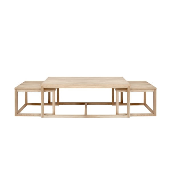 Garnitura 3 rjavih mizic s podnožjem iz hrastovega lesa Actona Cornus