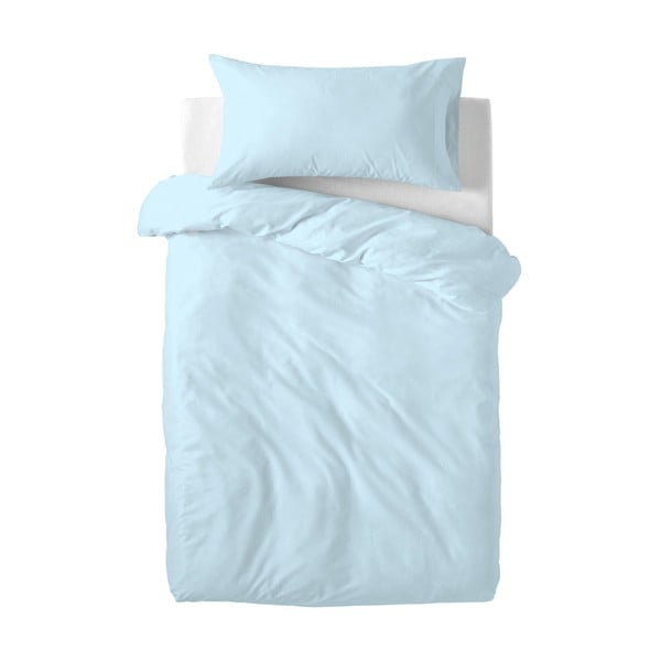 Svetlo modra otroška bombažna posteljnina Happy Friday Basic, 100 x 120 cm