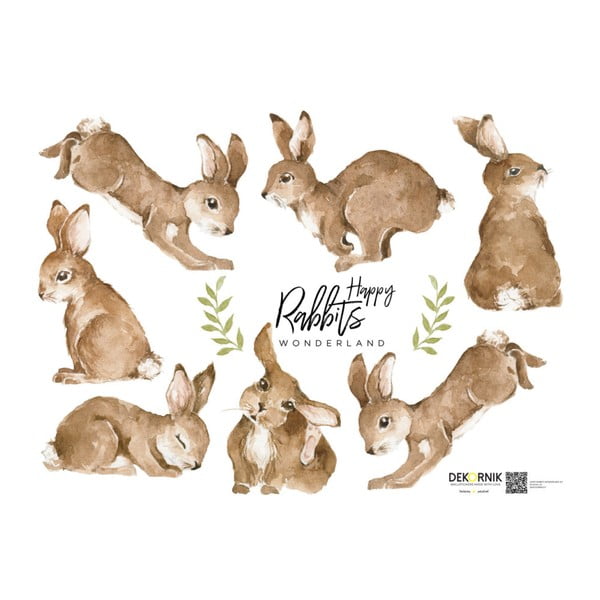Komplet 7 stenskih nalepk Dekornik Happy Rabbits Wonderland