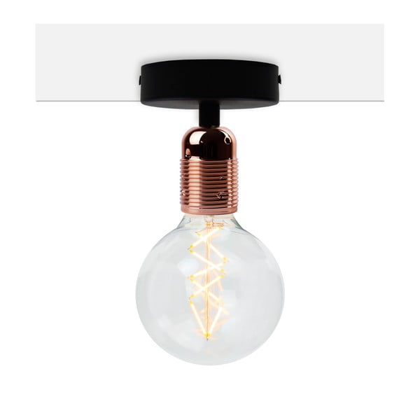 Črna stropna svetilka z navojem v bakreni barvi Bulb Attack Uno Basic