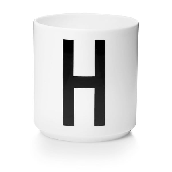 Bel porcelanast lonček Design Letters Personal H