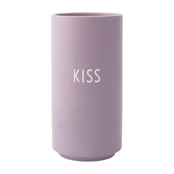 Vijolična vaza iz porcelana Design Letters Kiss, višina 11 cm