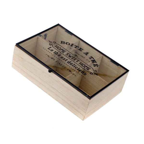 Lesena škatla za čaj s 6 predali Dakls Hannah, 24 x 16 cm