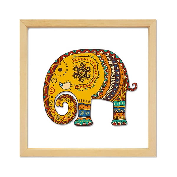 Steklena slika v lesenem okvirju Vavien Artwork Elephant, 32 x 32 cm