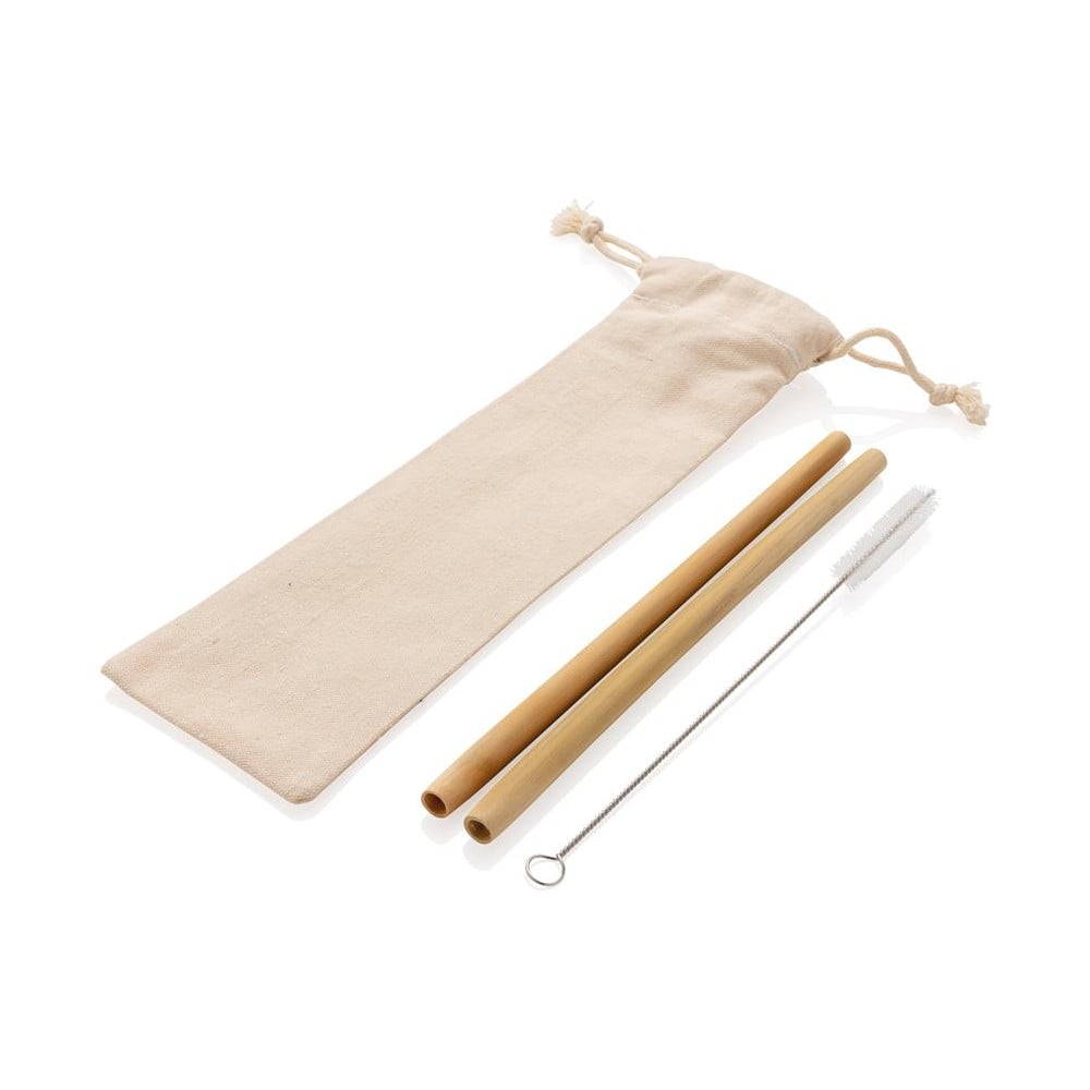 Komplet 2 slamic iz bambusa s čopičem za čiščenje in embalažo XD Collection