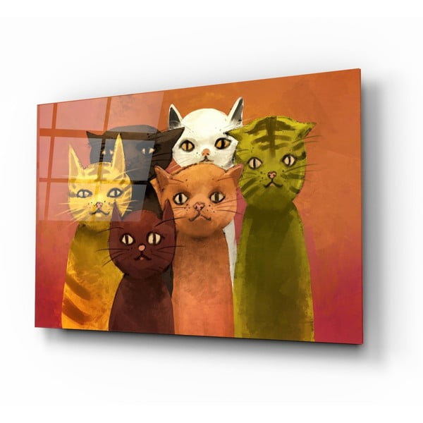 Steklena slika Insigne Cartoon Cats, 72 x 46 cm