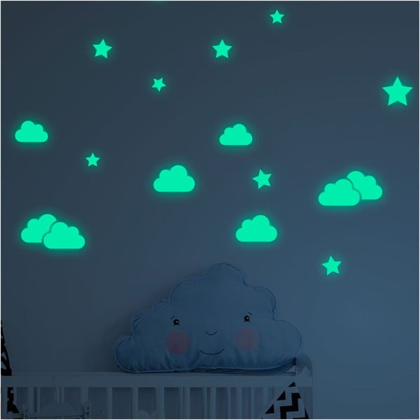 Komplet otroških svetlečih stenskih nalepk Ambiance Clouds and Stars