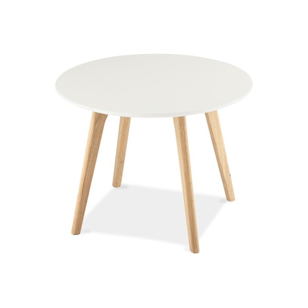 Bela kavna mizica z nogami iz hrastovega lesa Furnhouse Life, Ø 60 cm