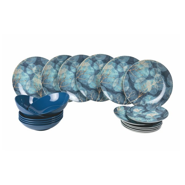 18-delni komplet krožnikov iz modrega porcelana in keramike Villa d´Este Dream