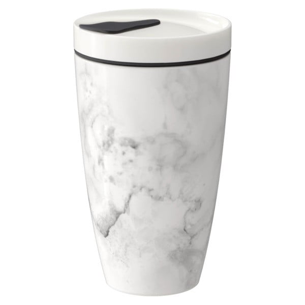 Sivo-bel porcelanast termo lonček Villeroy & Boch Like To Go, 350 ml