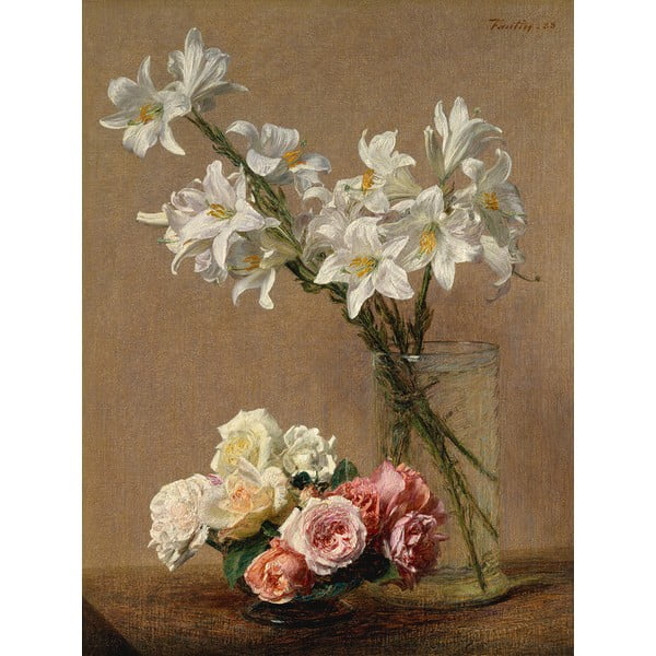 Reprodukcija slike Henri Fantin-Latour - Roses and Lilies, 45 x 60 cm