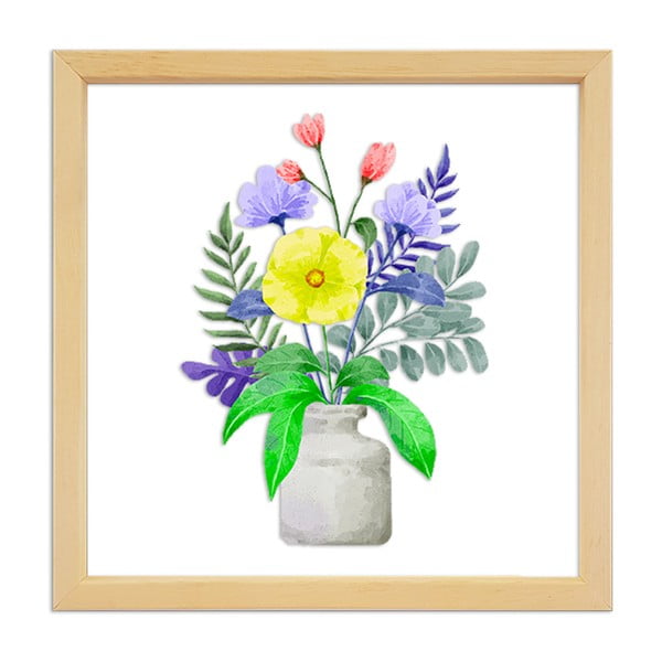 Steklena slika v lesenem okvirju Vavien Artwork Flowers, 32 x 32 cm
