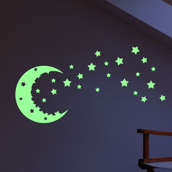 Set otroškh stenskih nalepk Ambiance Moon and Stars Illuminated