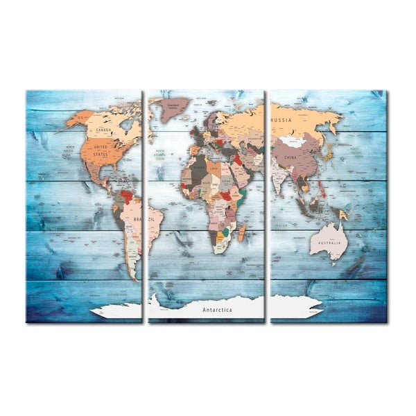 Večdelna tabla z zemljevidom sveta Bimago Sapphire Travels, 120 x 80 cm