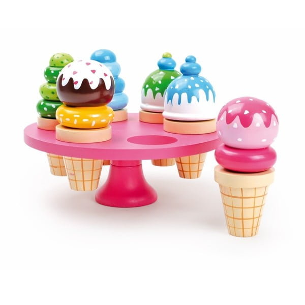 Komplet 6 lesenih igračk za sladoled s stojalom Legler Waffle Ice Cream