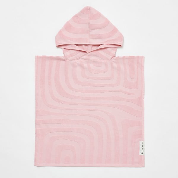 Rožnata otroška brisača za plažo s kapuco Sunnylife Terry, 6-9 let