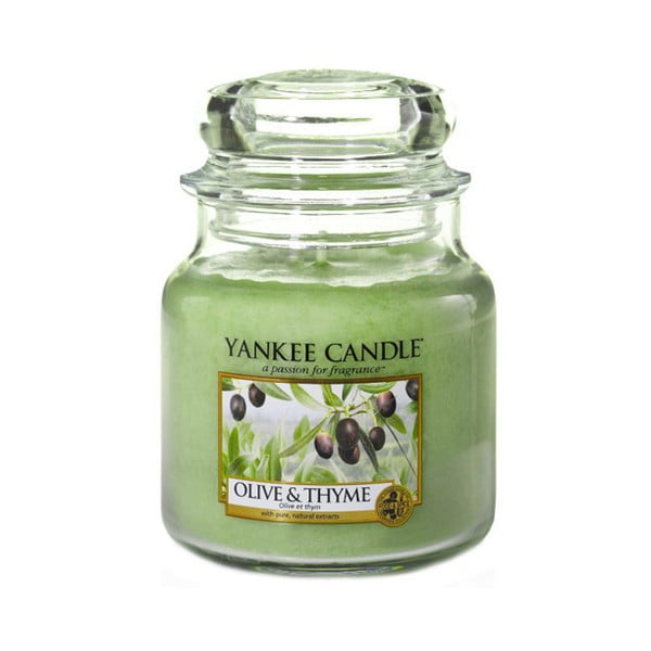 Dišeča sveča Yankee Candle Olive and Thyme, čas gorenja 65 - 90 ur