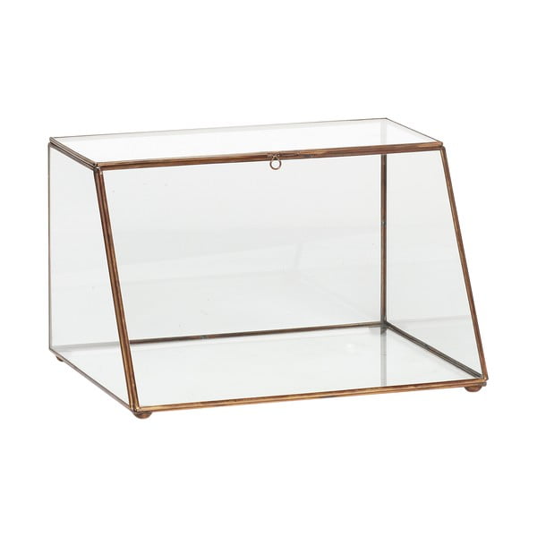 Steklena škatla za shranjevanje z medeninastimi detajli Hübsch Dulio, višina 19 cm