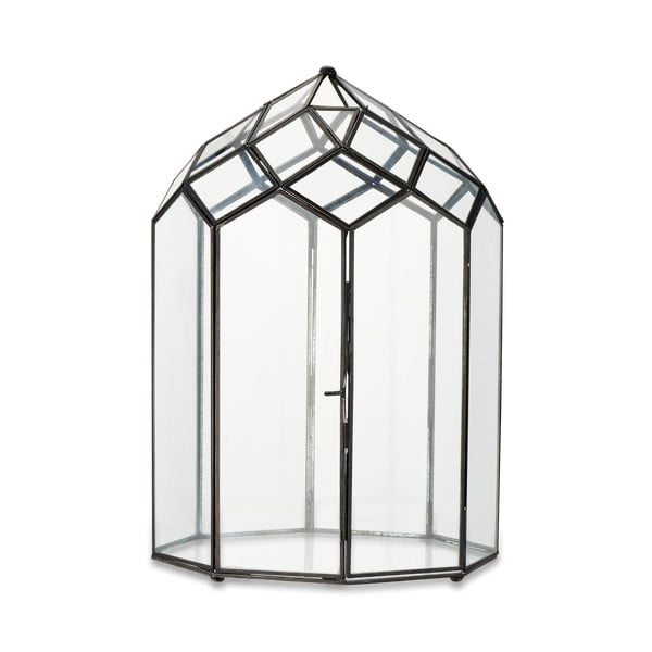 Kovinsko-steklena svetilka s črno konstrukcijo Nkuku Zarika, višina 45 cm
