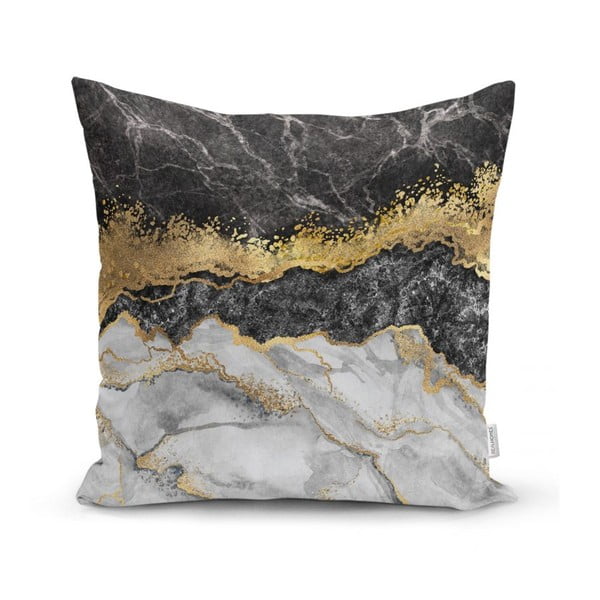 Prevleka za okrasno blazino Minimalist Cushion Covers BW Marble With Golden Lines, 45 x 45 cm