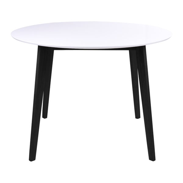 Jedilna miza z belo ploščo in črnimi nogami iz kavčukovca House Nordic Vojens, ⌀ 105 cm