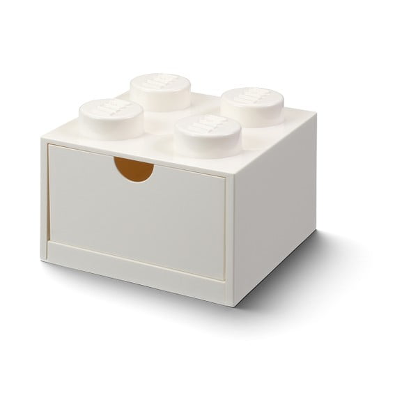 Bela škatla za pisalno mizo s predalom za kocke LEGO®, 15,8 x 11,3 cm