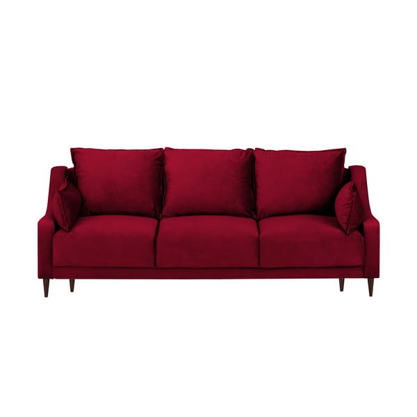 Rdeča žametna raztegljiva sedežna garnitura s prostorom za shranjevanje Mazzini Sofas Freesia, 215 cm