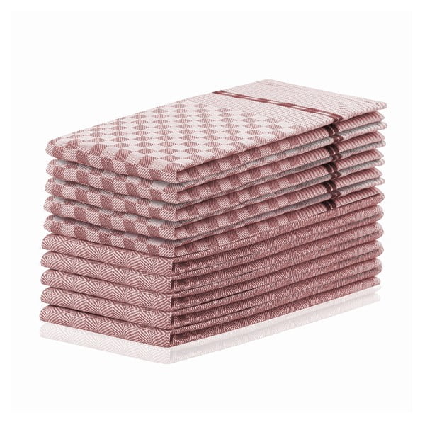 Komplet 10 temno rožnatih bombažnih krp DecoKing Louie,, 50 x 70 cm