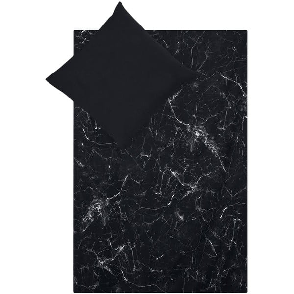 Črna bombažna posteljna rjuha iz perkala Westwing Collection Malin, 135 x 200 cm