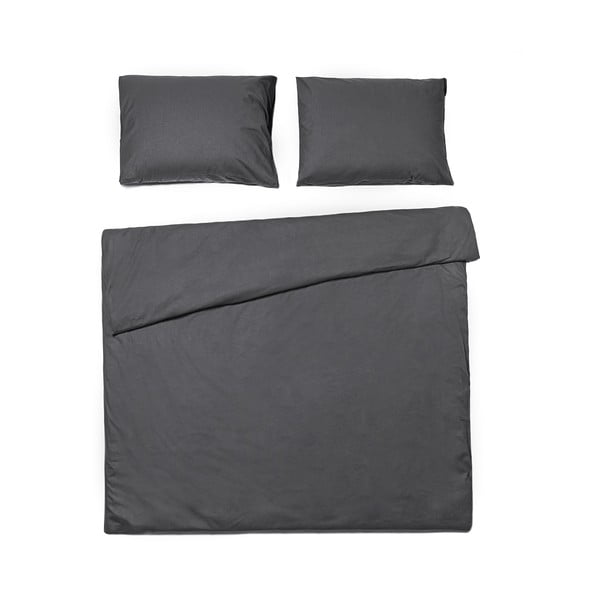 Antracitno siva bombažna posteljnina Le Bonom, 200 x 220 cm